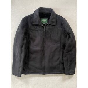 David Taylor Collection Mens Large Jacket Black Faux Suede Fur Lined Zip Coat